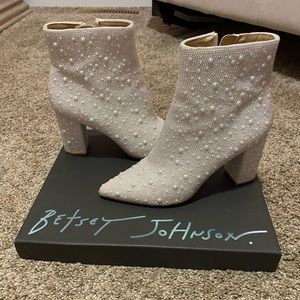 Betsey Johnson pearl booties only worn for a few hours for my wedding.